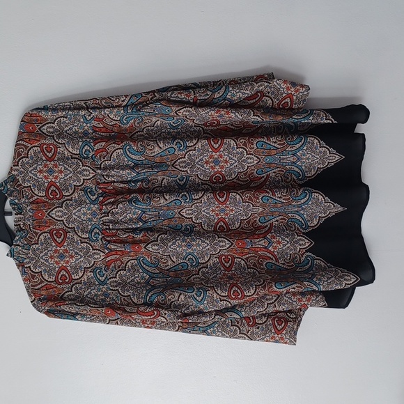 Single Thread W3951250ST Cement Persian Tapestry Keyhole Blouse Plus Size Top - Picture 7 of 11